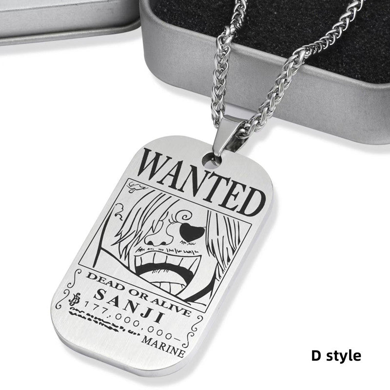 Collier de primes de personnages en titane Luffy/Zoro/Nami/Sanji