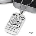Collier de primes de personnages en titane Luffy/Zoro/Nami/Sanji