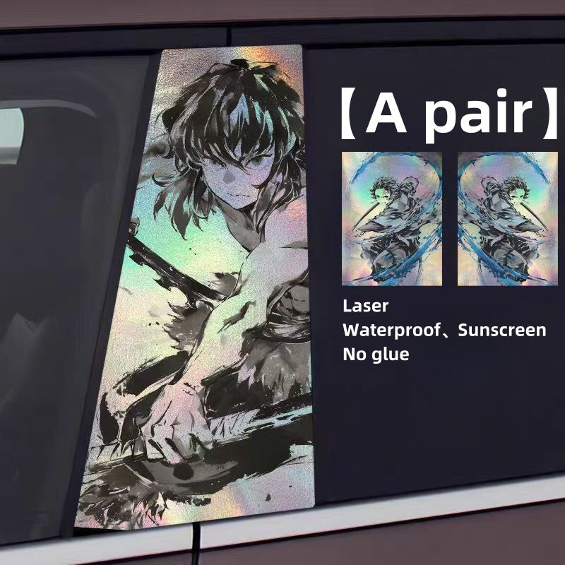 Autocollants laser de décoration de personnage pour colonne de voiture Tanjirou/Nezuko
