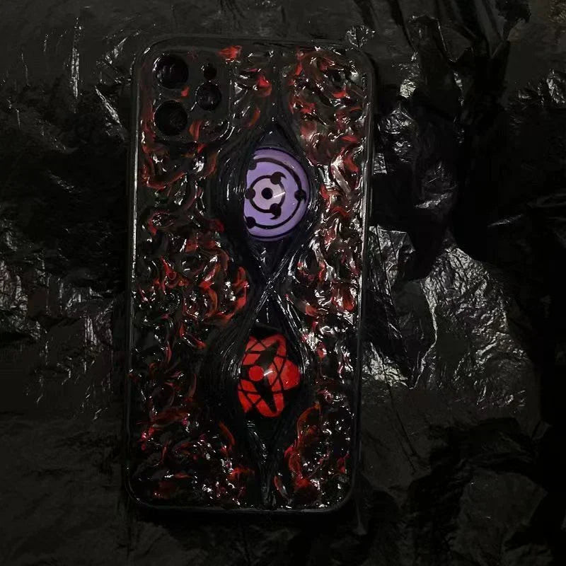 Coque de téléphone Sasuke Sharingan purement faite à la main, coque de téléphone en silicone anti-choc tendance Apple