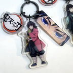 Porte-clés en acrylique réfléchissant Demon Slayer, lot de 3 pièces, accessoires de sac à main Anime