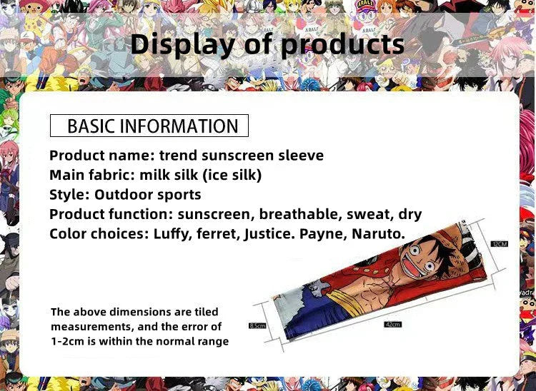 Manchon de cyclisme Kakashi/Itachi/Pain, manchon de protection solaire sport d'été en plein air, manchon de glace, protège-bras