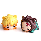 Figurines Chibi Oreilles de Chat Demon Slayer Nezuko Tanjiro, Ensemble de 6 Figurines d'Anime Endormies