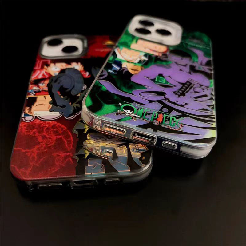Coque de téléphone Luffy/Zoro en silicone antichoc pour iPhone