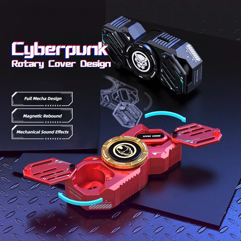 Écouteurs sans fil TWS Bluetooth 5.4 Marvel Iron Man Captain America Fidget Spinner, écouteurs sans fil à rabat magnétique Mecha en alliage de zinc