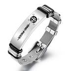 Bracelet en maille d'acier inoxydable avec poster de recherche gravé One Piece Monkey D. Luffy Roronoa Zoro, réglable, cadeau bijoux anime