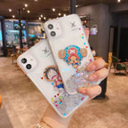 Coque iPhone Luffy/Chopper à paillettes liquide avec protection antichoc