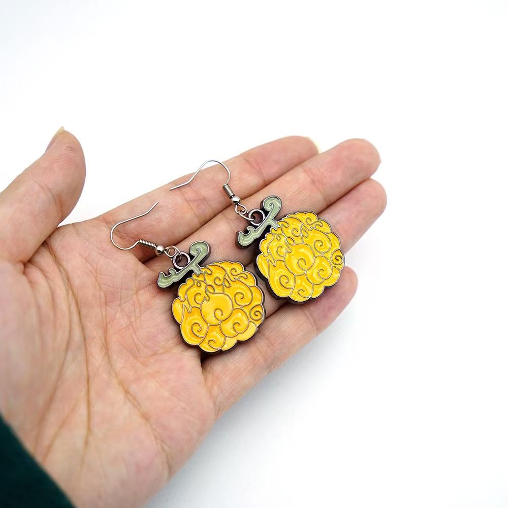 Boucles d'oreilles pendantes en émail One Piece Fruit du Démon Pyro-Fruit de Ace