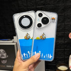 One Piece Thousand Sunny Liquid Quicksand Phone Case, Floating Straw Hat Pirates Design (iPhone 11-17 Pro Max)
