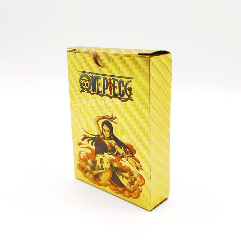 Coffret de Cartes à Collectionner One Piece Monkey D Luffy Roronoa Zoro Feuille d'Or, Cartes de Jeu TCG Plaqué Or Imperméable Personnage Anime