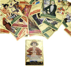Coffret de Cartes à Collectionner One Piece Monkey D Luffy Roronoa Zoro Feuille d'Or, Cartes de Jeu TCG Plaqué Or Imperméable Personnage Anime