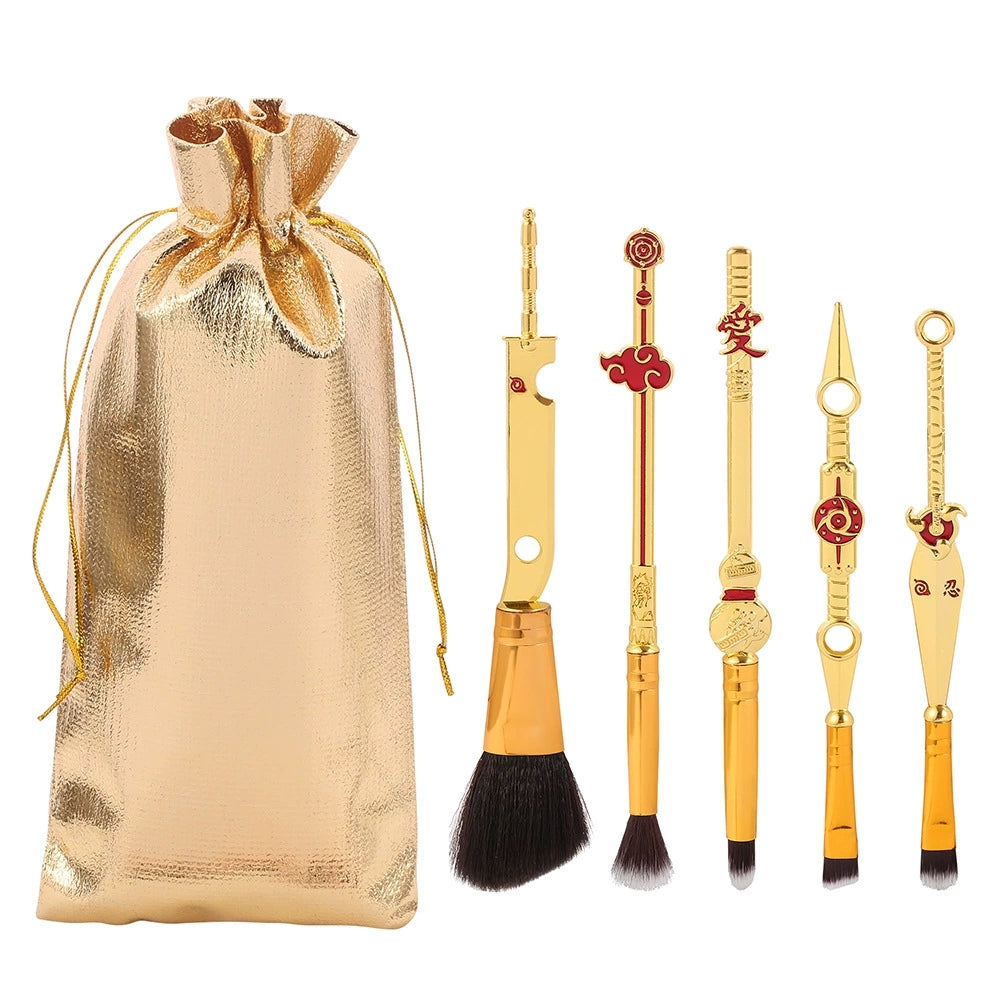 Naruto Gaara Anime Makeup Brush Set, Akatsuki Kunai Sharingan Cosmetic Brushes with Storage Bag