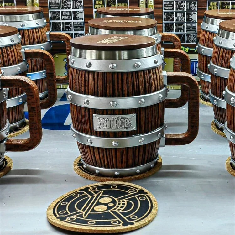 One Piece Mug Ace Luffy Sabo Wine Barrel Cup