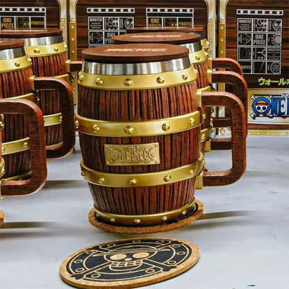 One Piece Mug Ace Luffy Sabo Wine Barrel Cup